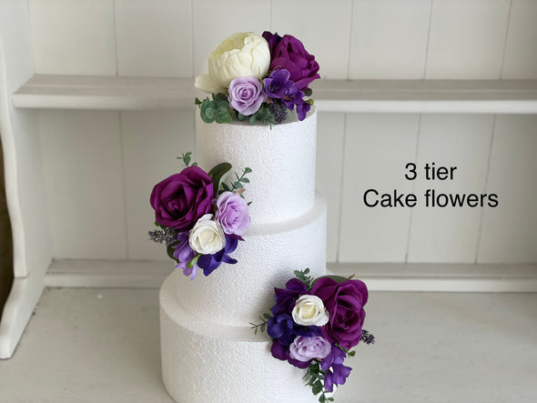 Purple, lilac and ivory wedding flowers