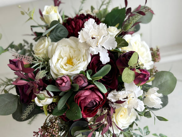 Burgundy and ivory wedding flowers