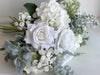 White roses and hydrangea faux flower arrangement *Vase not included