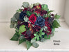 Red, burgundy and navy blue wedding flowers