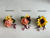 Autumn artificial wedding flowers. Sunflower bouquet