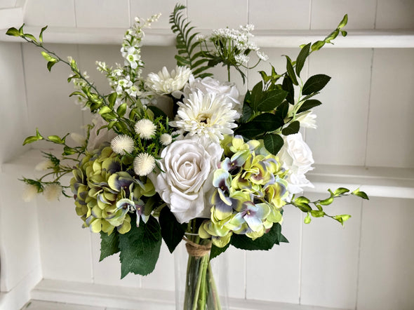 White and green faux flower arrangement *Vase not included