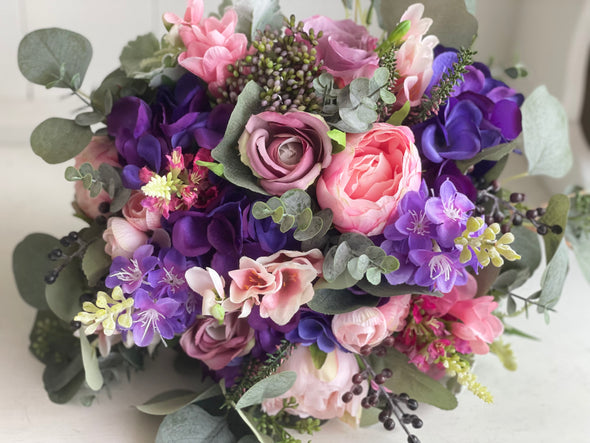 Pink and purple wedding flowers