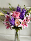 Pink and purple faux flower arrangement *Vase not included