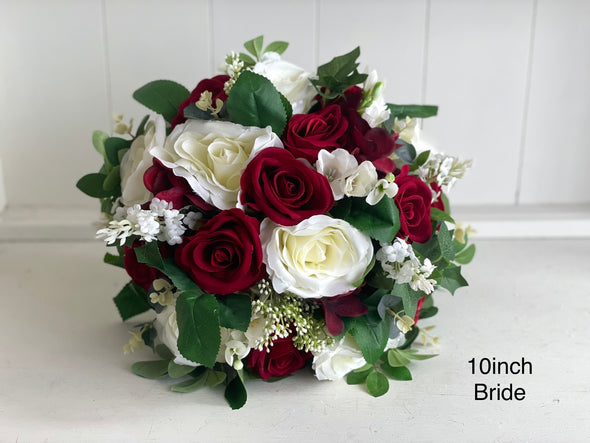 Dark red, burgundy and white wedding flowers