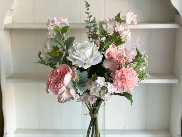 Pink and white faux flower arrangement *Vase not included