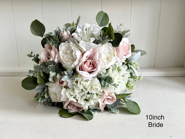 Blush pink and white artificial wedding flowers. Roses and peonies. *Updated design*