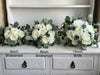 Romantic ivory roses, eucalyptus and sage artificial wedding flowers.