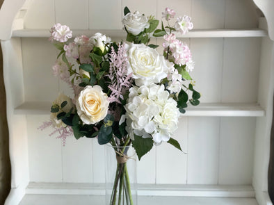 Pale pink, cream and white faux flower arrangement *Vase not included