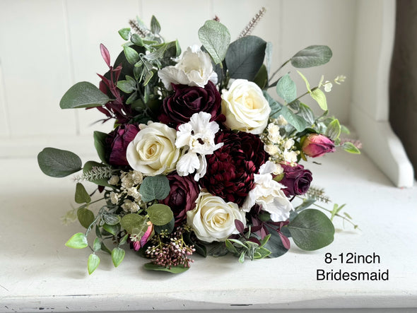 Burgundy and ivory wedding flowers