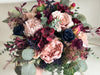 Blush pink, burgundy and navy blue wedding flowers