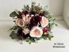 Champagne, nude blush, burgundy and navy blue wedding flowers