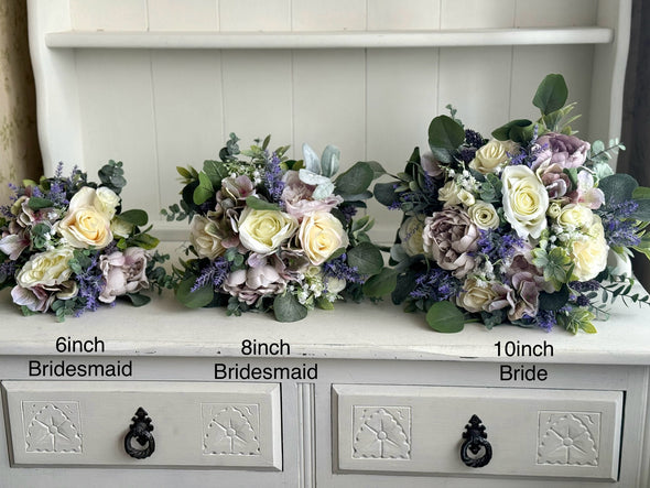 Lavender, dusty lilac and cream wedding flowers