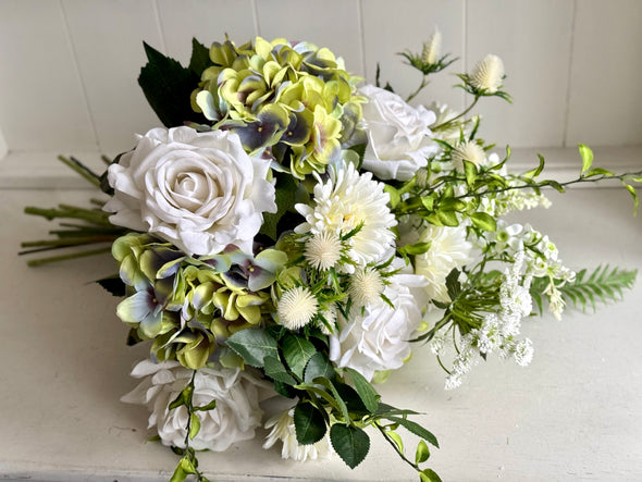 White and green faux flower arrangement *Vase not included