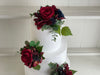 Dark red, burgundy and navy blue artificial wedding flower cake decoration