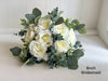 Romantic ivory roses, eucalyptus and sage artificial wedding flowers.