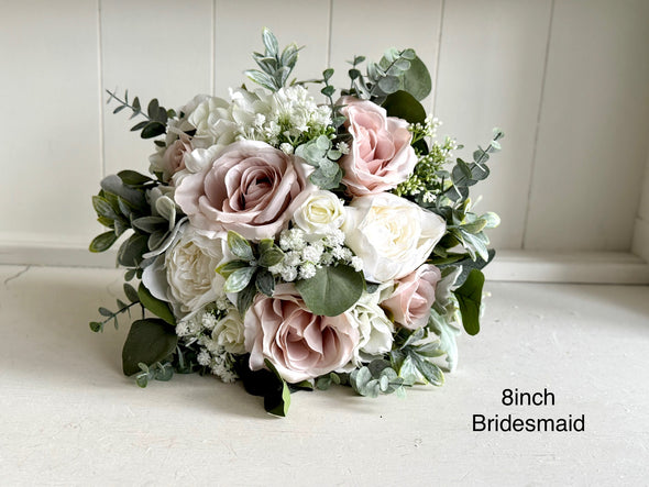 Blush pink and white artificial wedding flowers. Roses and peonies. *Updated design*