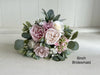 Romantic pink and sage green artificial wedding flowers.