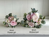 Romantic pink and sage green artificial wedding flowers.