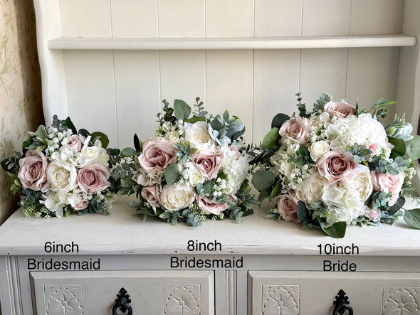 Blush pink and white artificial wedding flowers. Roses and peonies. *Updated design*