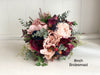 Blush pink, burgundy and navy blue wedding flowers