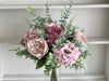 Dusky pink and mauve faux flower arrangement