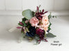 Blush pink, burgundy and navy blue wedding flowers
