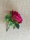 Raspberry pink silk wedding buttonhole / boutonniere.
