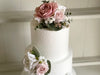 Pink and white artificial wedding flower cake decoration
