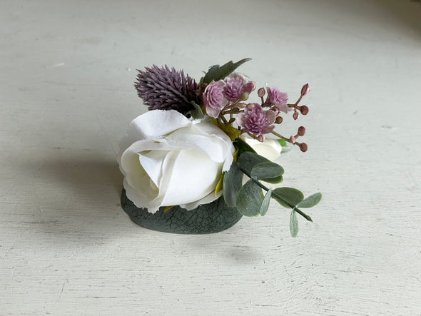 Rose and thistle silk flower buttonhole