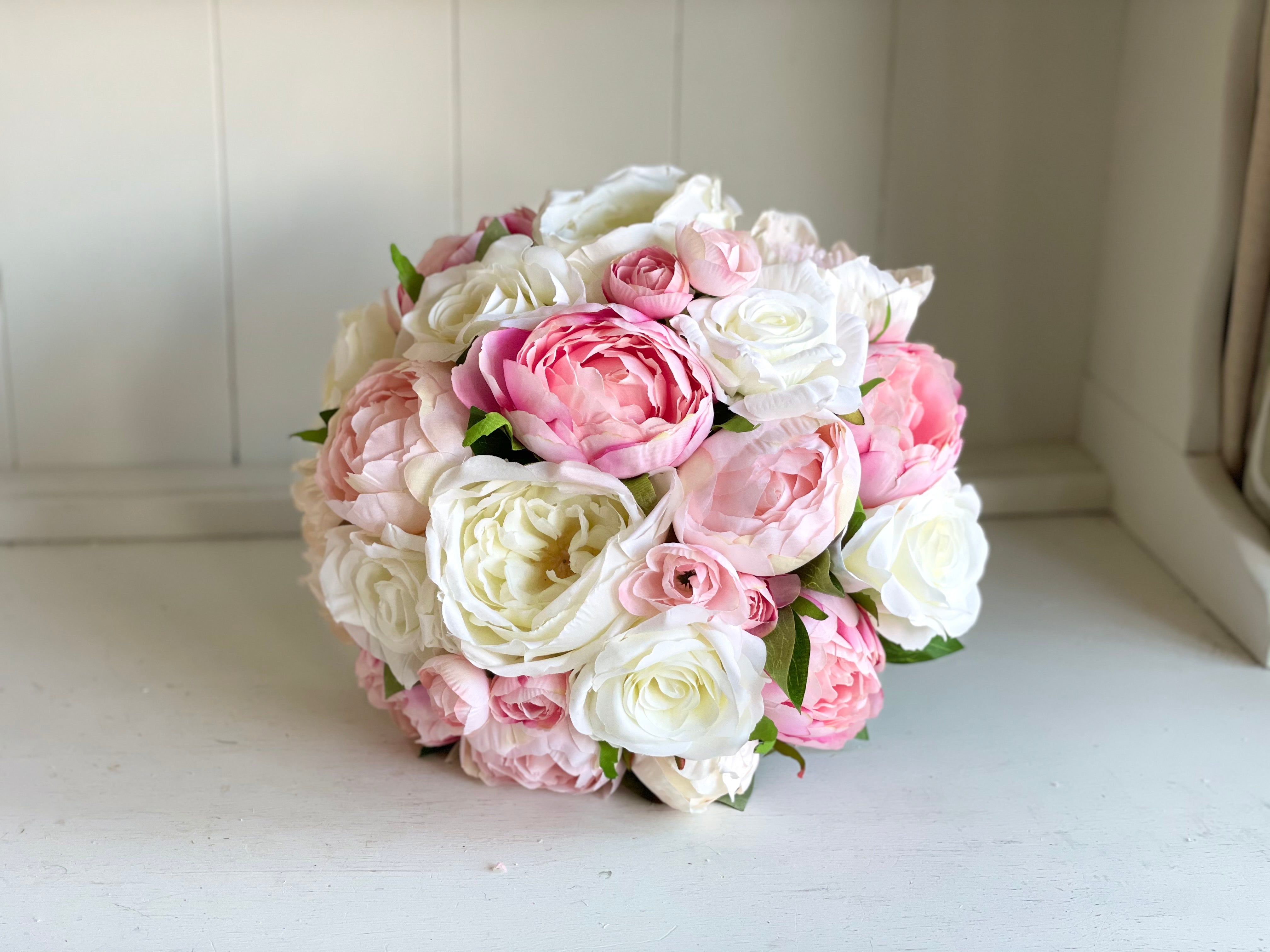 Pink peonies and ivory roses silk wedding - Main Image